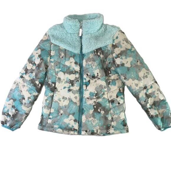 Gerry Weber Other - Gerry Girls M 10 / 12 Puffer Jacket Snow Camo Pattern Light Blue Gray Fleece